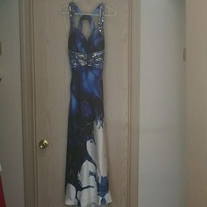 Blue floral formal maxi